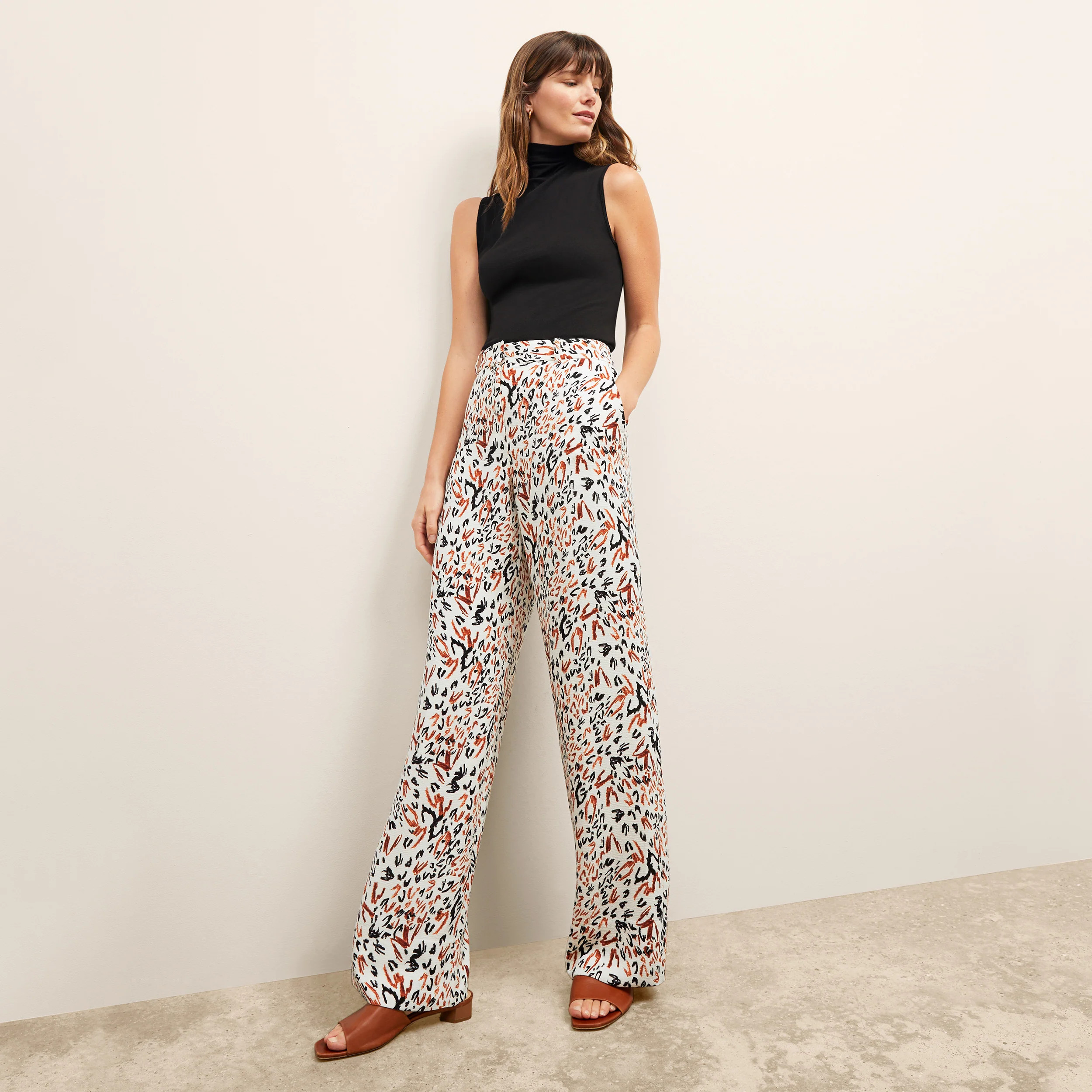 Tinsley Trouser - Pebble Crepe :: Leopard Sketch | MM LaFleur