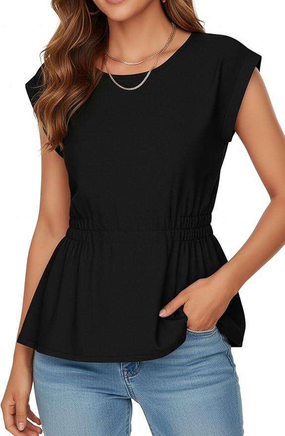 Disamer Womens T Shirts Short Sleeve Spring Striped Babydoll Pleated Blouses Tunic 2026 Vacation ... | Amazon (US)