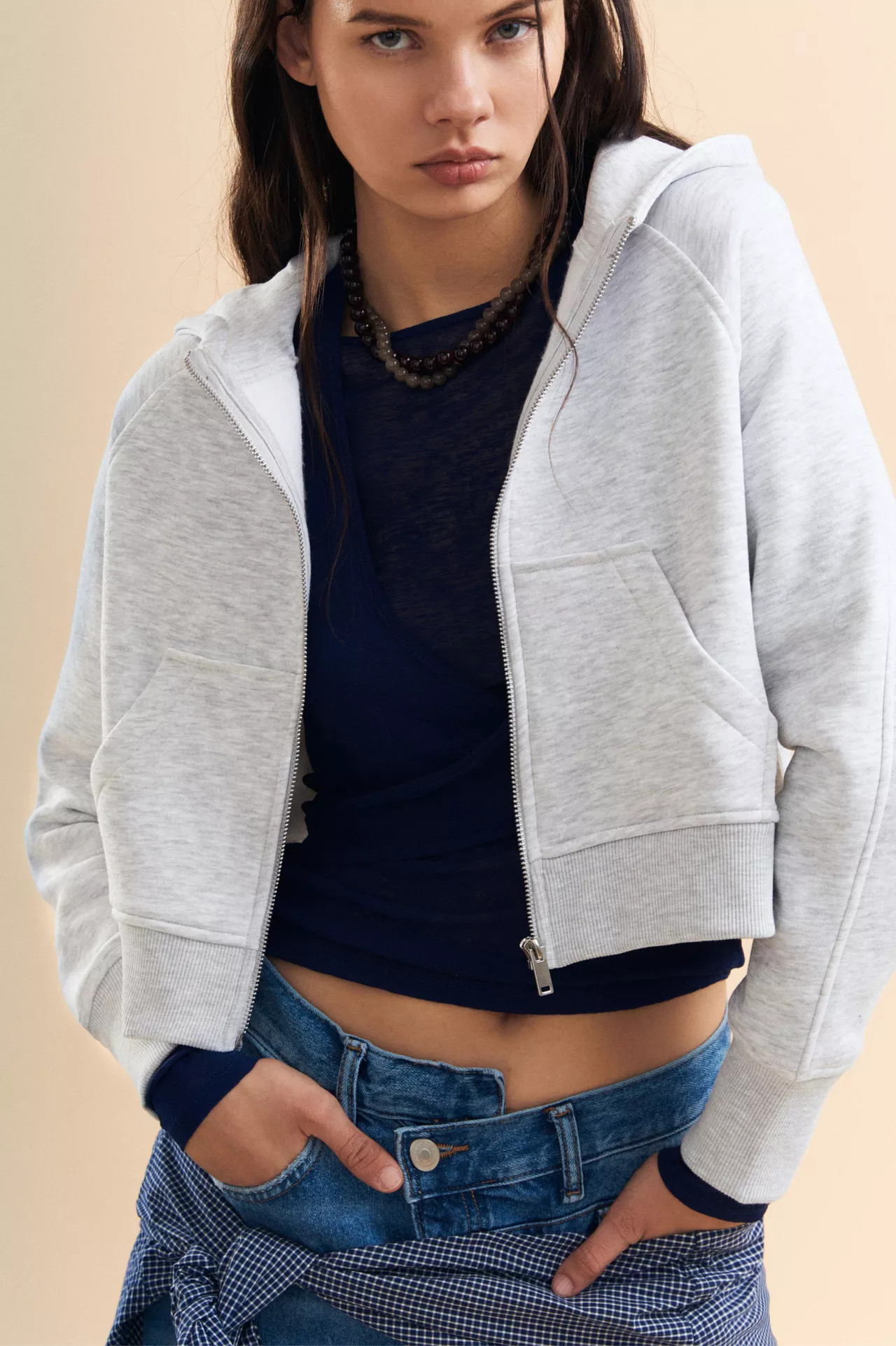 Hoodie with zip | PULL and BEAR UK