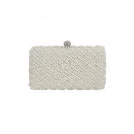 Square Shape Full Pearl Clutch | Chicwish