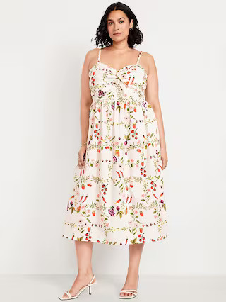 Fit & Flare Tie-Front Midi Dress | Old Navy (US)