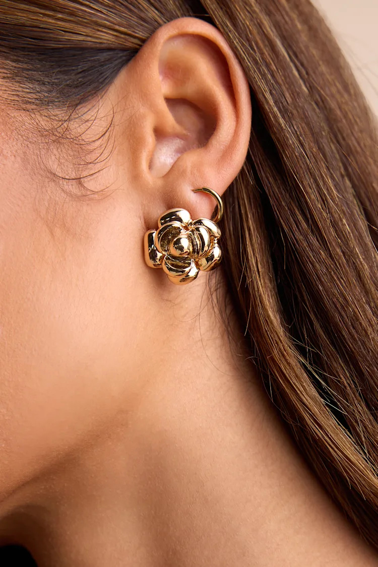 Raizel Gold Rosette Stud Earrings | Lulus