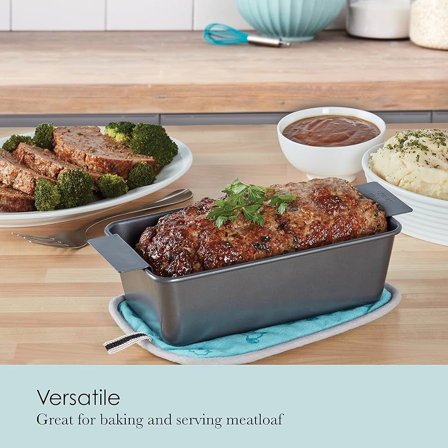 Chicago Metallic Non-Stick 2-Piece Healthy Meatloaf Set, Grey | Amazon (US)