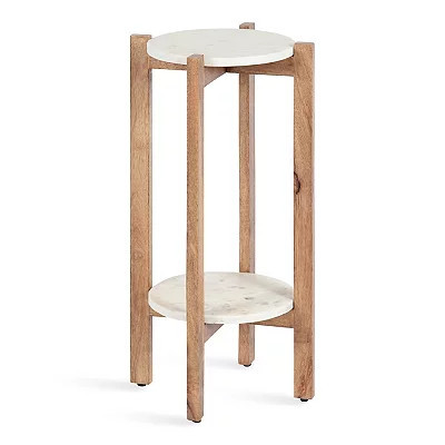 Wood and Marble Moxley Accent Table, White/Tan, 24H x 12 , Wood/Marble | Kirkland's Home | Kirklands