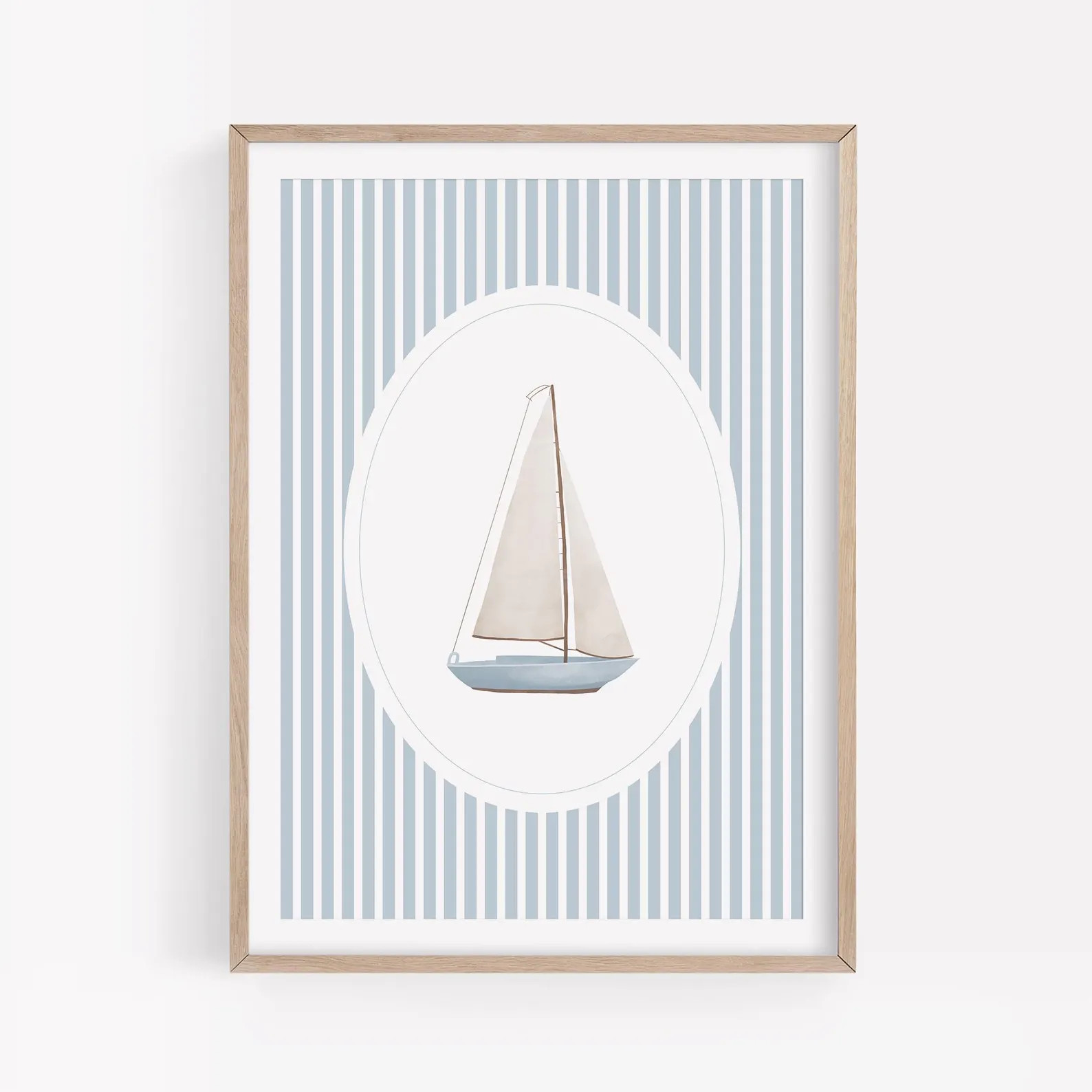 Blue Sailboat Print, Vintage Boat Wall Art, Printable Travel Wall Art, Nautical Nursery Decor, Bo... | Etsy (US)