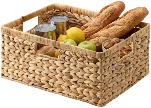 StorageWorks Extra Large Wicker Baskets for Organizing, Water Hyacinth Storage Basket with Built-... | Amazon (US)