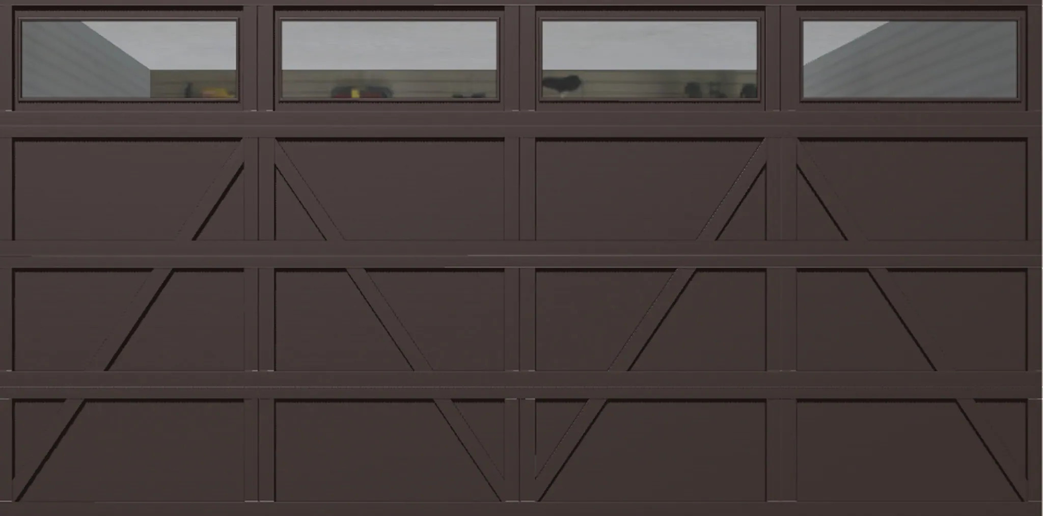 Wayne Dalton Classic Steel Model 9405 16-ft x 8-ft 10 R-Value Insulated Brown Double Garage Door with Windows one_size | WD9405CHBRCRII168 | Lowe's