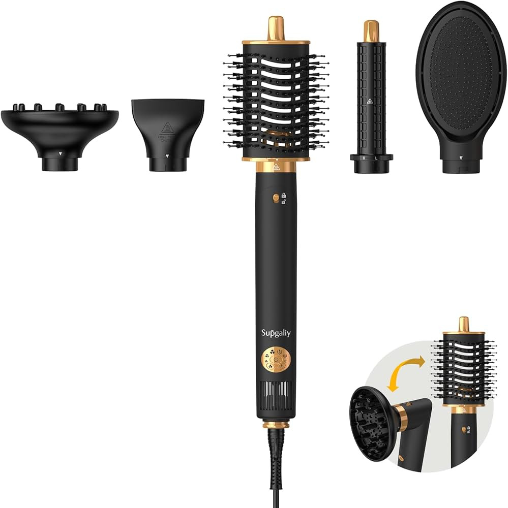 5 in 1 Air Styler, 110,000 RPM High-Speed Powerful Hair Dryer Brush & Multi-Styler with Auto-Wrap... | Amazon (US)