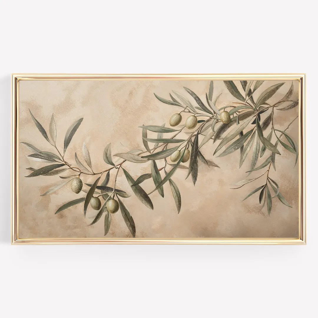 Olive Branch Frame TV Art: Neutral Mediterranean Botanical (digital Download - Etsy | Etsy (US)
