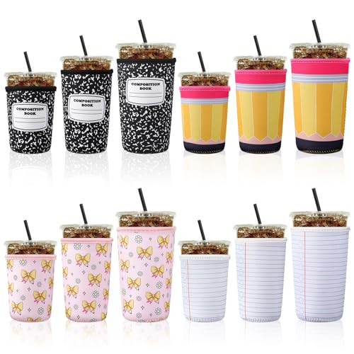 FoldTier 12 Pcs Teacher Appreciation Gifts Bulk Reusable Iced Coffee Sleeves for Teachers Iced and Hot Drinks Thank You Gifts Graduation End of School Year Gift Party Favors | Amazon (US)