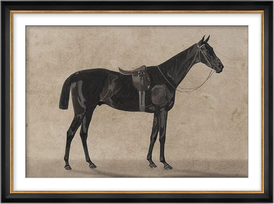 MUDECOR Premium Framed Wall Art Vintage Black Horse Classic Framed Equestrian Illustrations Impre... | Amazon (US)