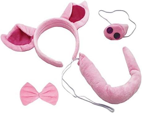 Calien Pig Ears Headband Nose and Tail Set Pig Costume Accessories | Amazon (US)