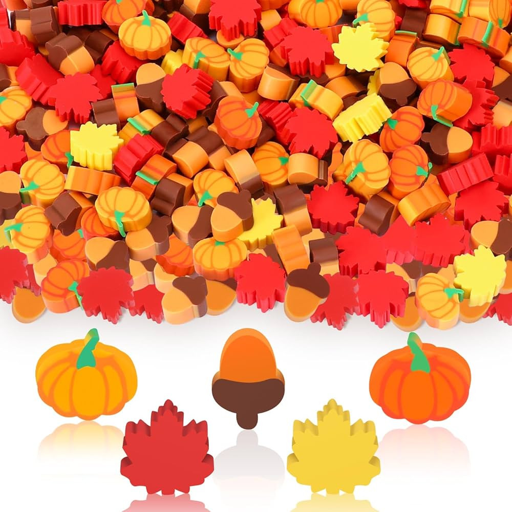 JUNEBRUSHS Fall Mini Erasers, 150Pcs Cute Thanksgiving Erasers Mini Erasers for Kids Bulk Maple L... | Amazon (US)