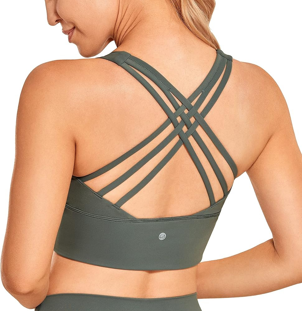 CRZ YOGA Sports Bras, Strappy Longline Wirefree Padded Criss Cross | Amazon (US)