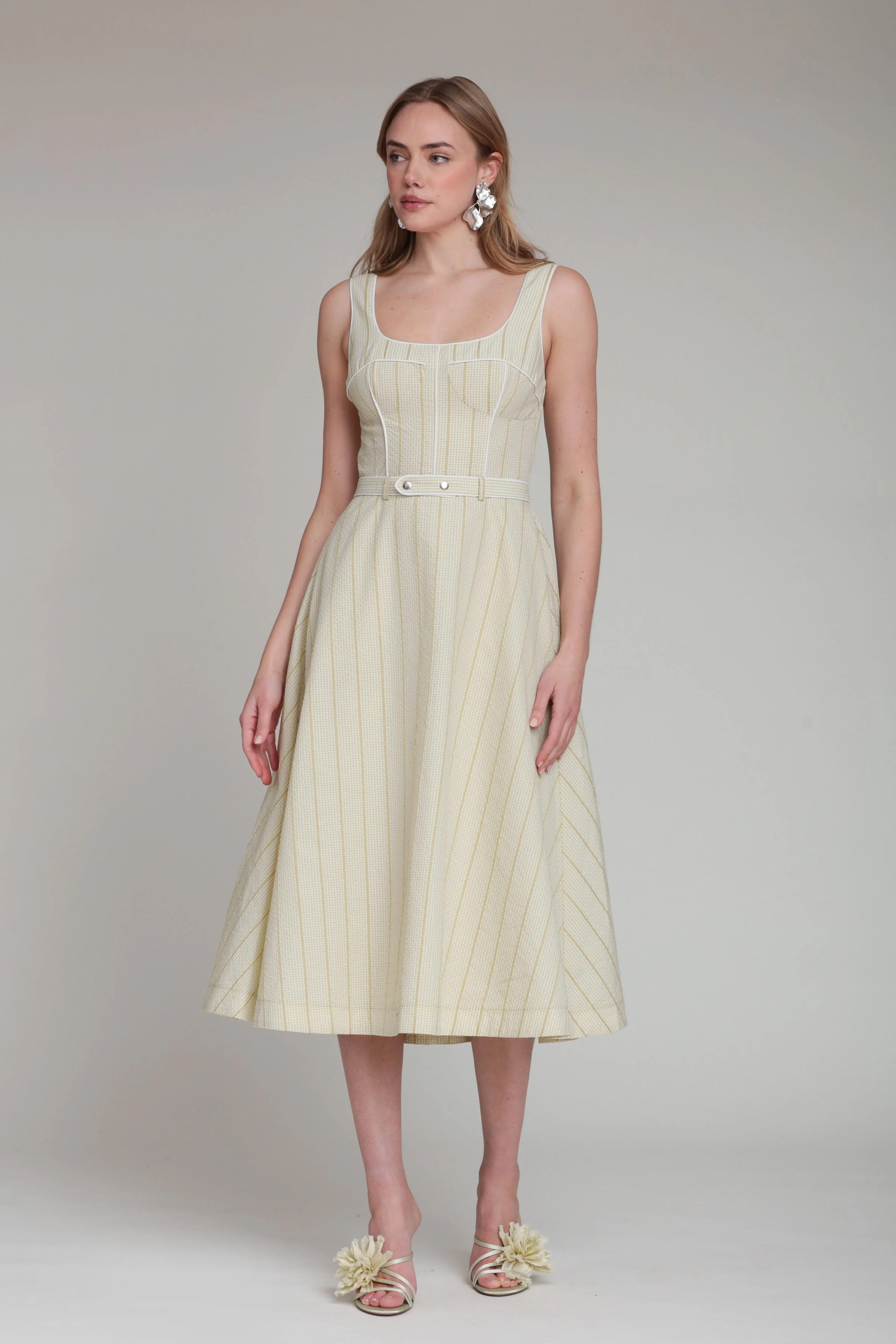 Striped Gingham Bustier Midi Dress | Avec Les Filles