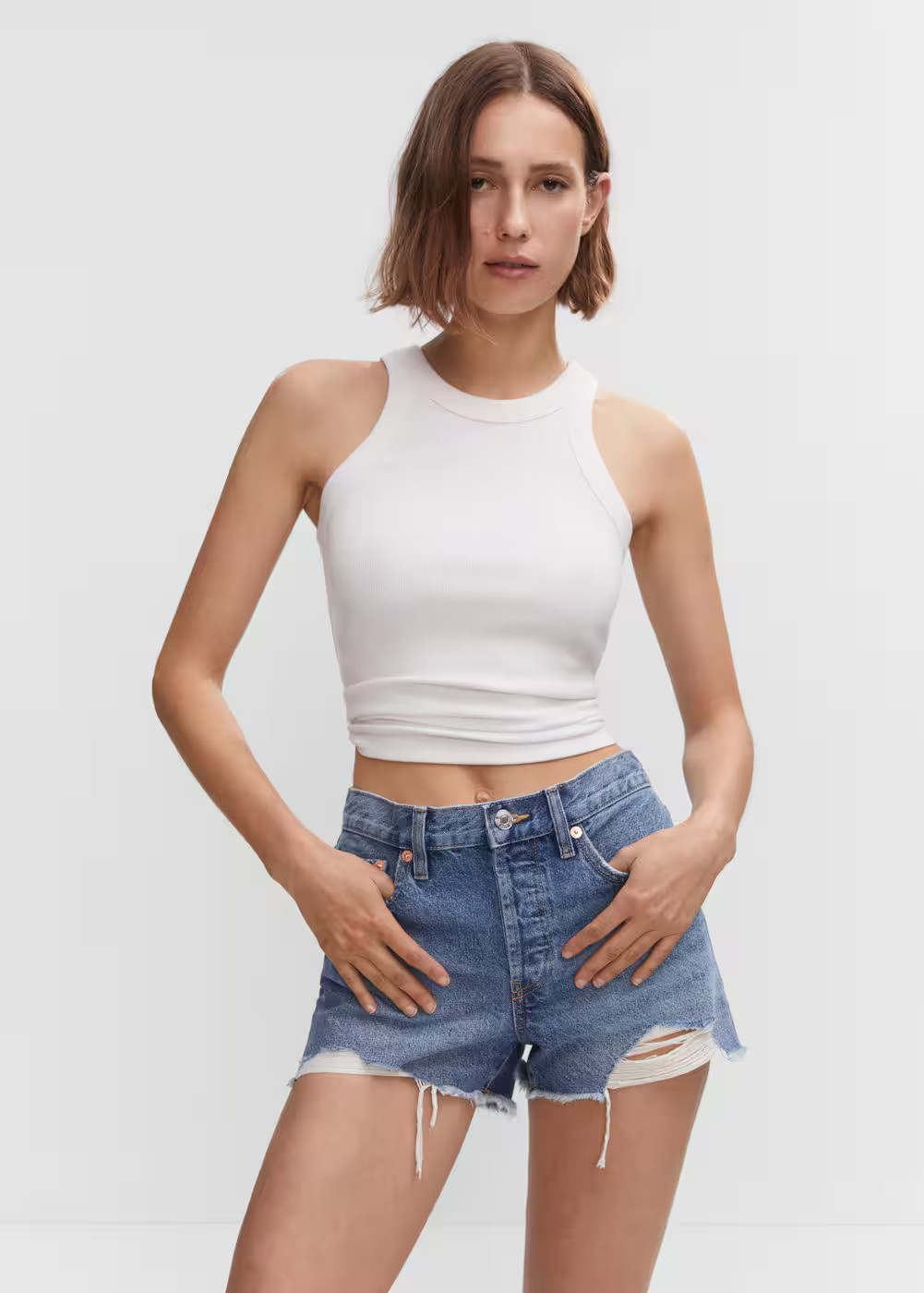 Broken denim shorts | MANGO (US)