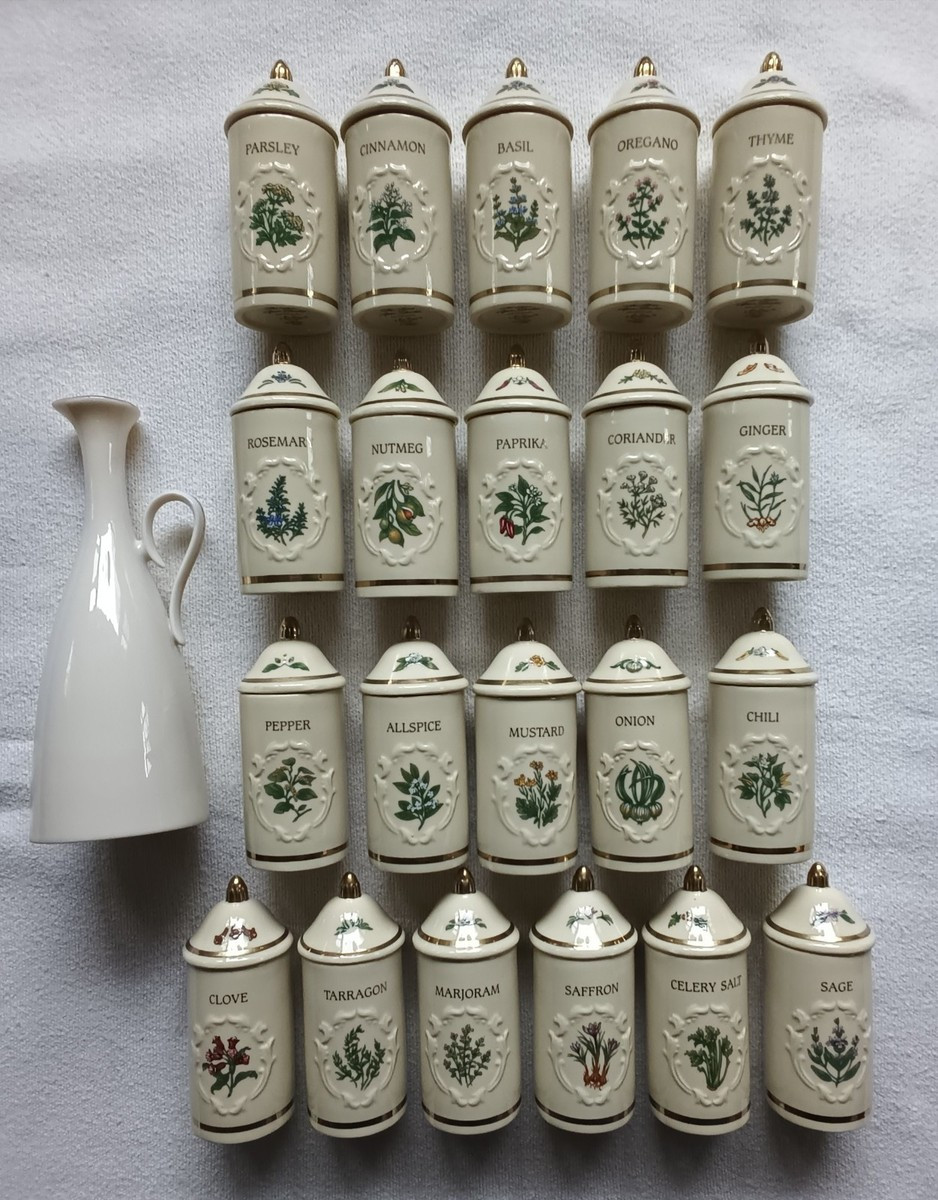 21 VINTAGE LENOX GARDEN SPICE JARS,RARE SAFFRON,TARRAGON,MARJORAM,SMALL PITCHER | eBay | eBay US