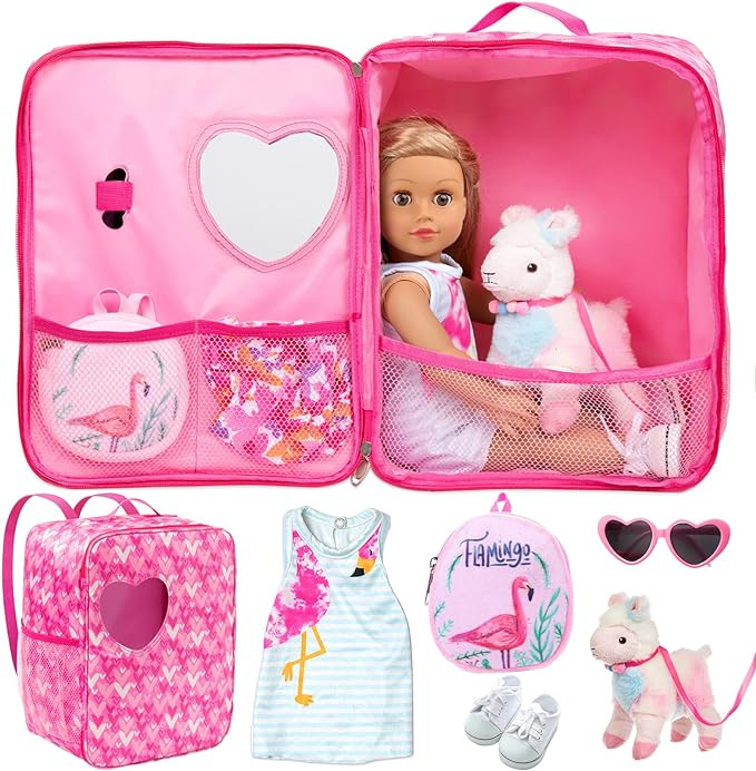 Ecore Fun 18 Inch Girl Doll Carrier Bag with Clothes and Accessories, Including Dress, White Clot... | Amazon (US)
