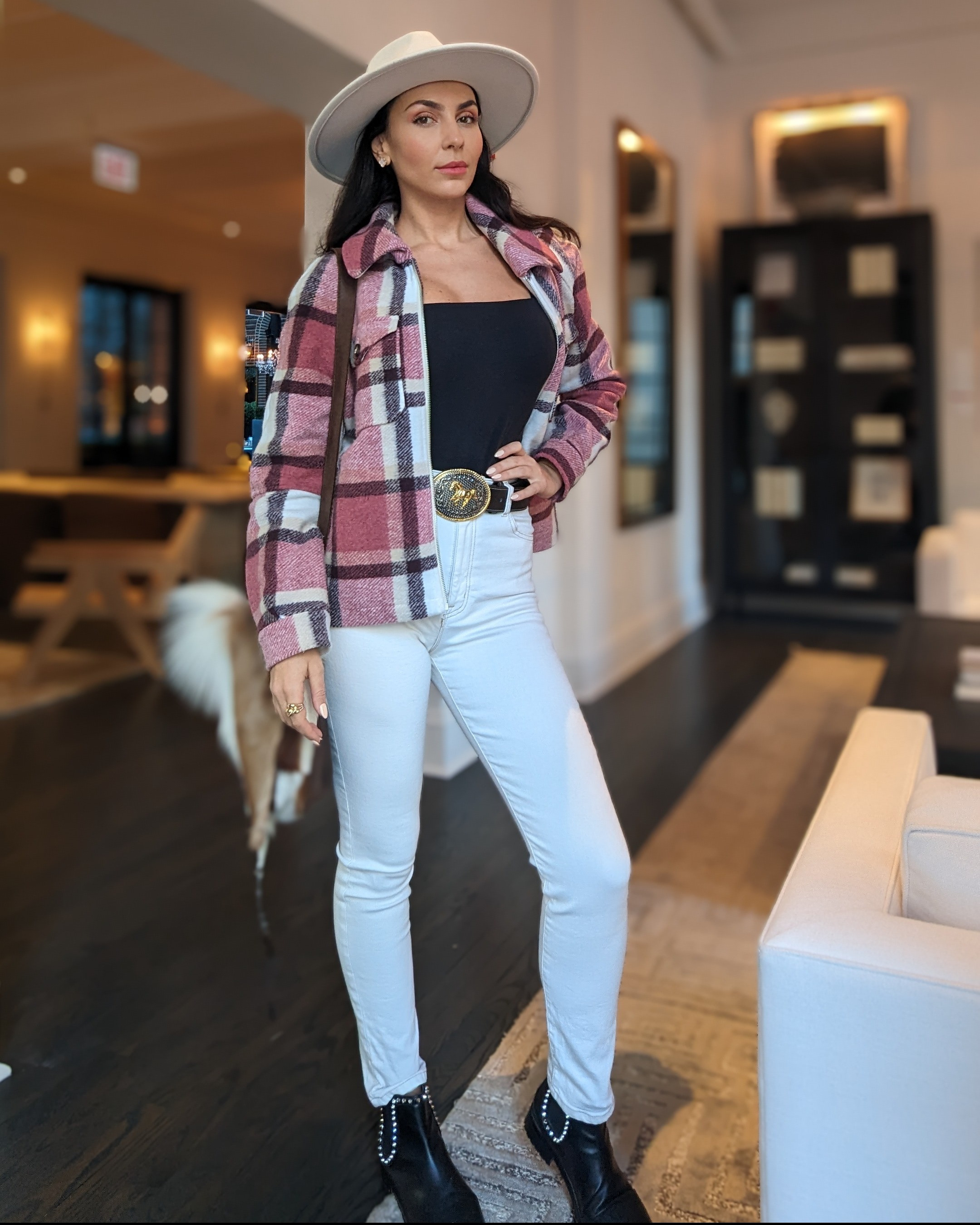 A chic plaid jacket, classic denim, and statement accessories make this the perfect effortless fall look. 🍂✨ 
#FallFashion #OctoberOutfits #FallStyle 

 #LTKgrwm #LTKootd #LTKSeasonal