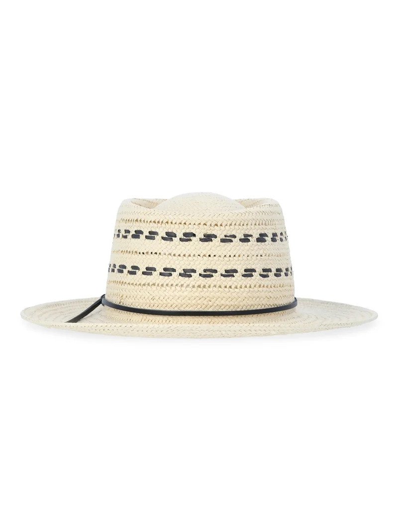 Time and Tru Women’s Straw Boater Hat, One Size | Walmart (US)
