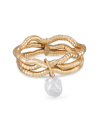 ETTIKA Liquid Gold-Plated and Cultured Freshwater Pearl Multi Layered 18K Gold-Plated Bracelet - ... | Macy's