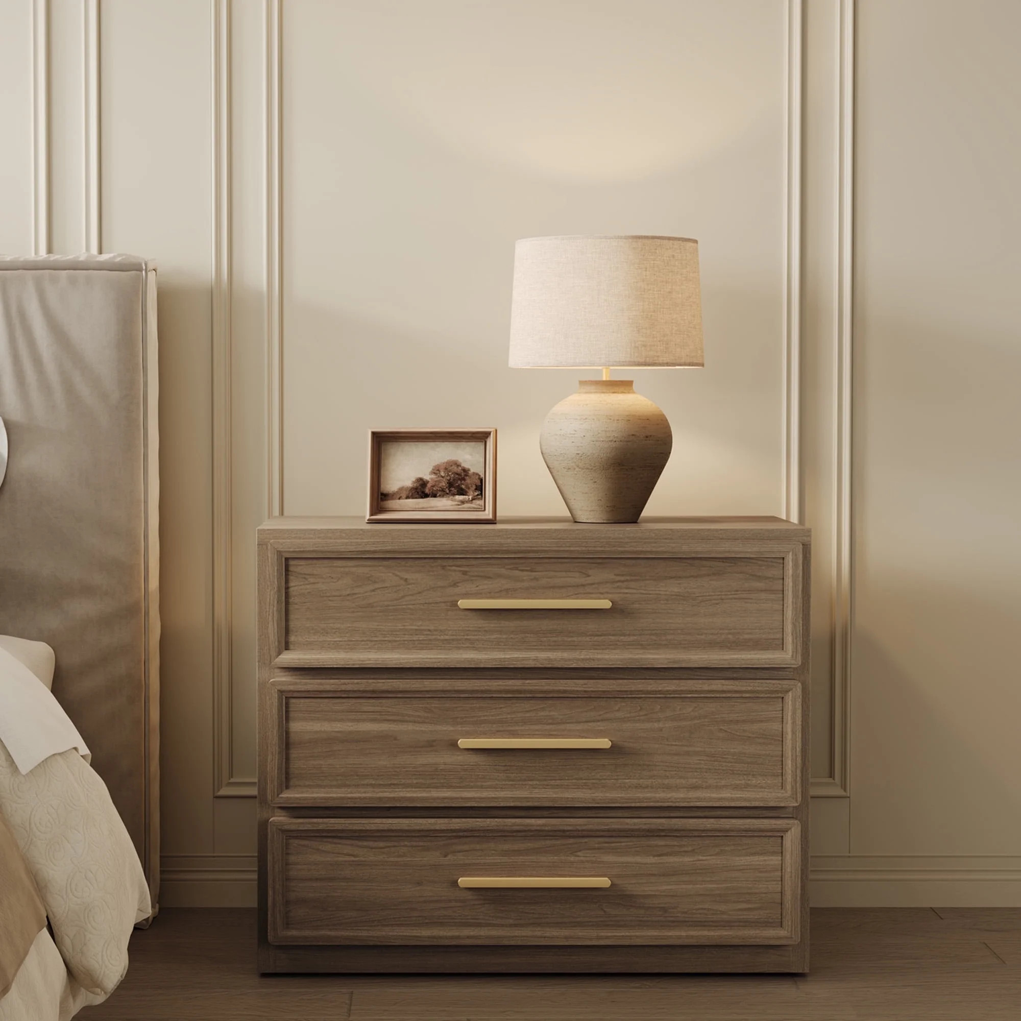 SICOTAS 31.3" W 3-Drawer Nightstand Set of 2 with Oversized Large Storage , Modern Night Stands B... | Walmart (US)