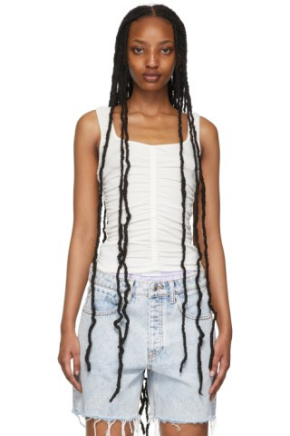 White Ruched Tank Top | SSENSE