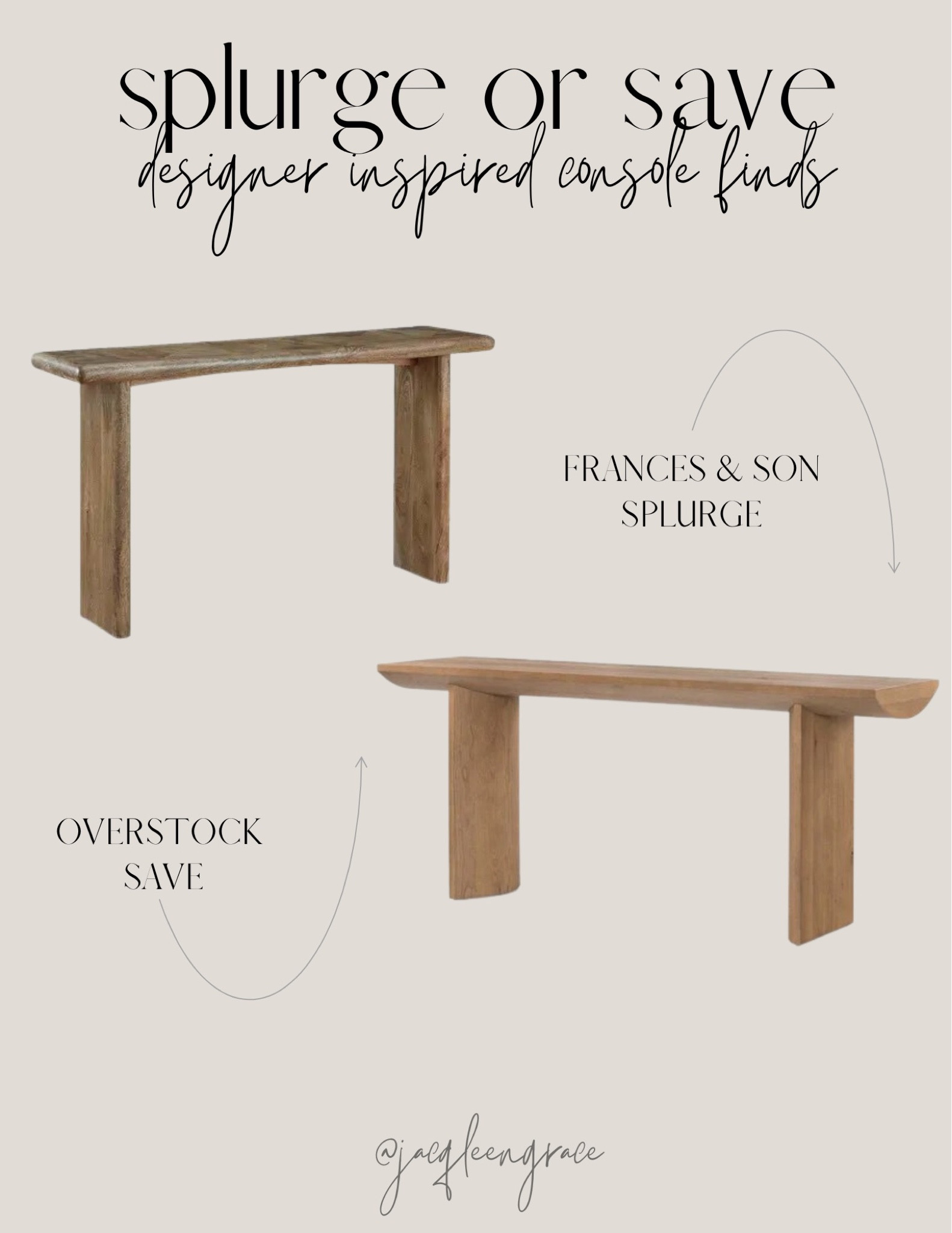 Splurge or save consoles. Budget friendly. For any and all budgets. Glam chic home, French Country Style, Parisian Chic. Home decor and accessories.

#LTKstyletip #LTKhome #LTKFind