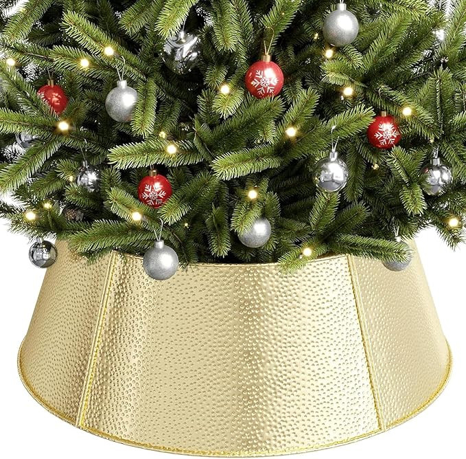 ELYKEN Metal Christmas Tree Collar, 28'' Rustic Tree Collar Adjustable, Gold Metal Tree Skirt Col... | Amazon (US)