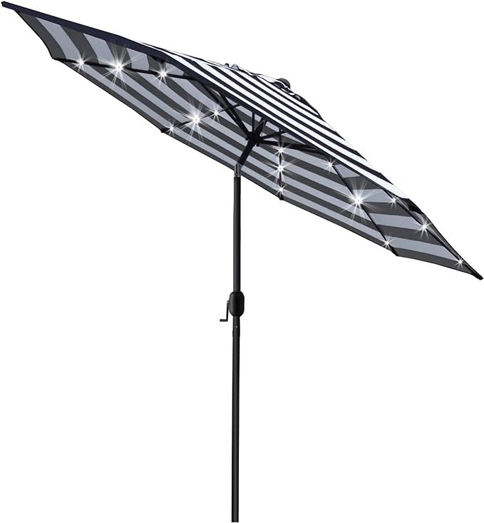 Sunnyglade 9' Solar 24 LED Lighted Umbrella with 8 Ribs Adjustment and Crank Lift System for Pati... | Amazon (US)