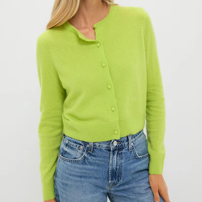 Lime Green Cashmere Riley Cardigan | Tuckernuck (US)