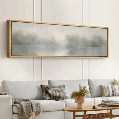 Misty Forest Reflection Large Framed Canvas Print Wall Art, Calm Neutral Decor | Wayfair North America