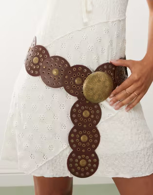 Reclaimed Vintage disc belt in brown | ASOS | ASOS (Global)