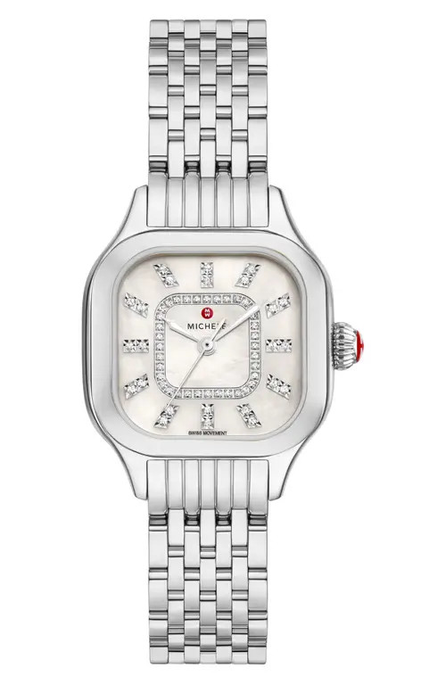 MICHELE Meggie Diamond Dial Two-Tone Bracelet Watch, 29mm in Stainless Steel at Nordstrom | Nordstrom