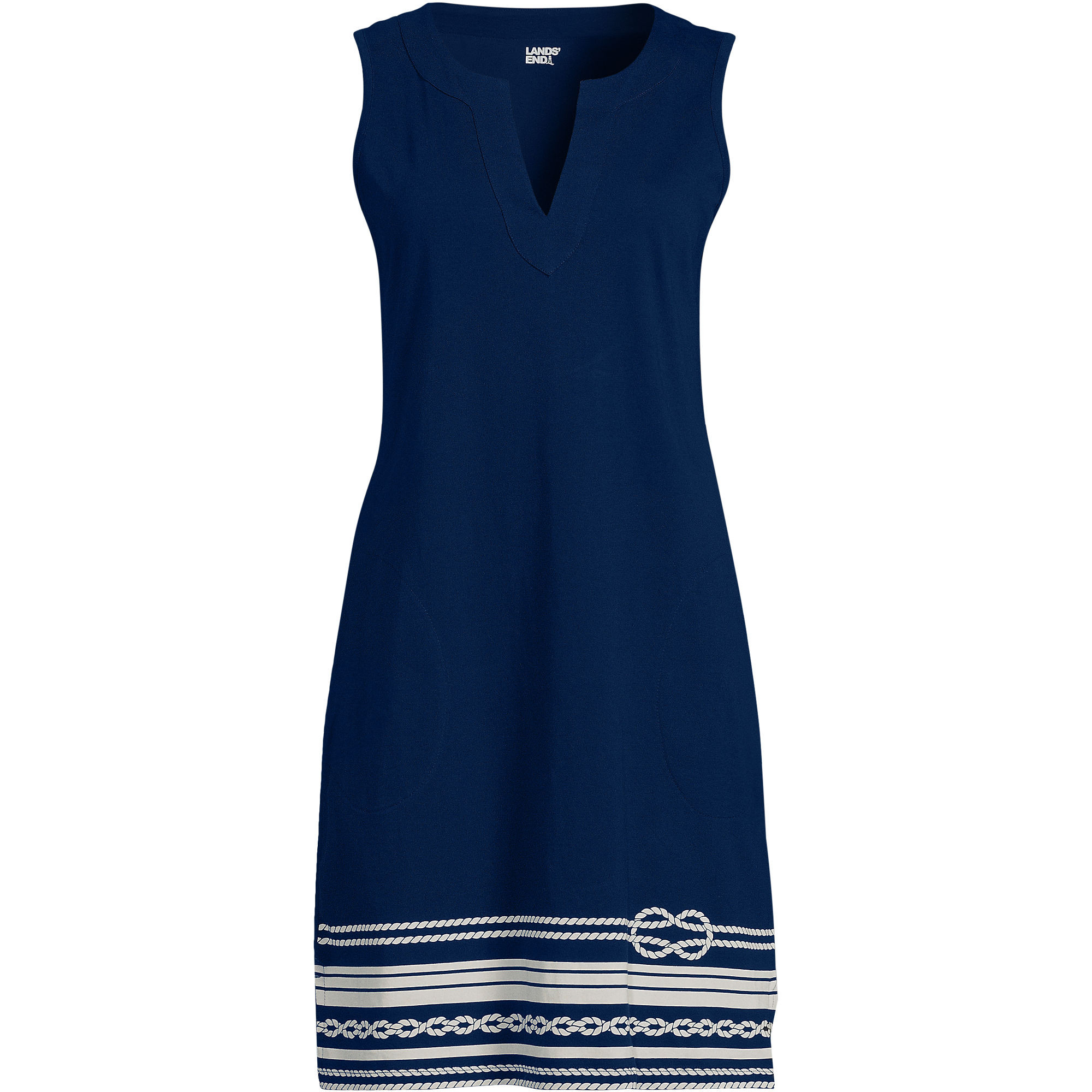 Women's Plus Size Cotton Jersey Sleeveless Swim Cover-up Dress Print | Lands' End (US)