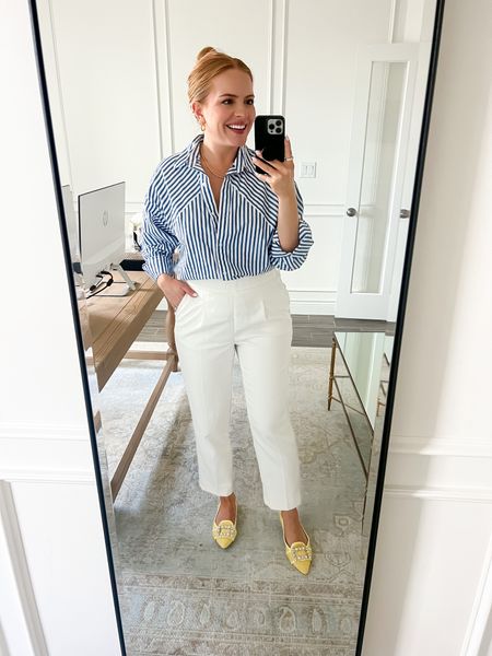 Todays spring work from home look☀️ obsessing over these yellow flats for spring💛 I got my regular size in them! 

Work wear // work outfit // spring outfit // business casual

#LTKworkwear #LTKstyletip #LTKSeasonal