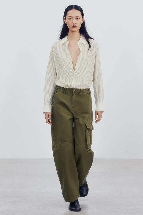 Zara - Zw Collection Cargo Pants - Khaki - 27 (Us 4) - Woman | Zara US