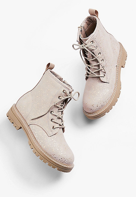 Girls Gold Speckled Combat Boot | Maurices
