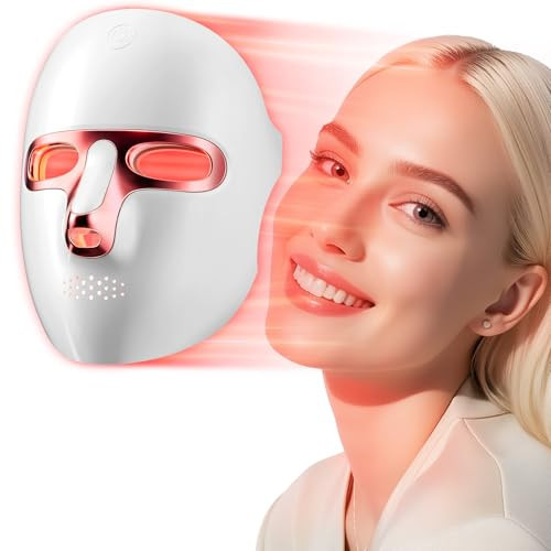 Red Light Therapy for Face LED Face Mask Light Therapy with Neck Device,Cordless 120 LED, USB Rechargeable,Red Mask for Home Working Travel Yoga Sleep | Amazon (US)