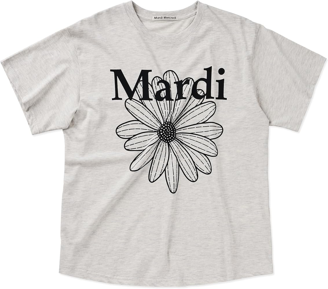 mardi mercredi Women's FLOWERMARDI Graphic T-Shirt, 100% Cotton, Short Sleeve, Soft Relaxed Fit | Amazon (US)