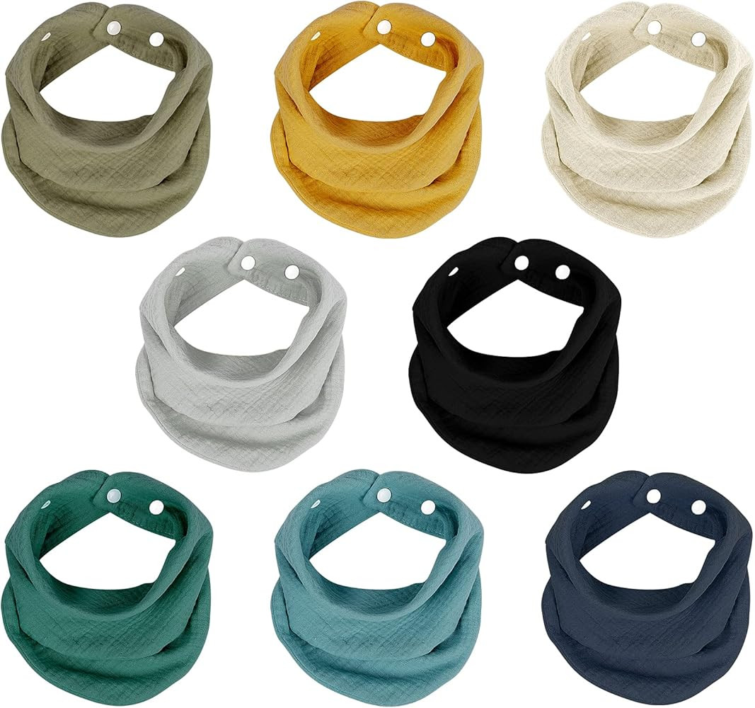 Muslin Bandana Bibs, Soft Absorbent Drool Bibs w/Snap Multi-Use Scarf Bibs for Baby Girls Boys Newbo | Amazon (US)