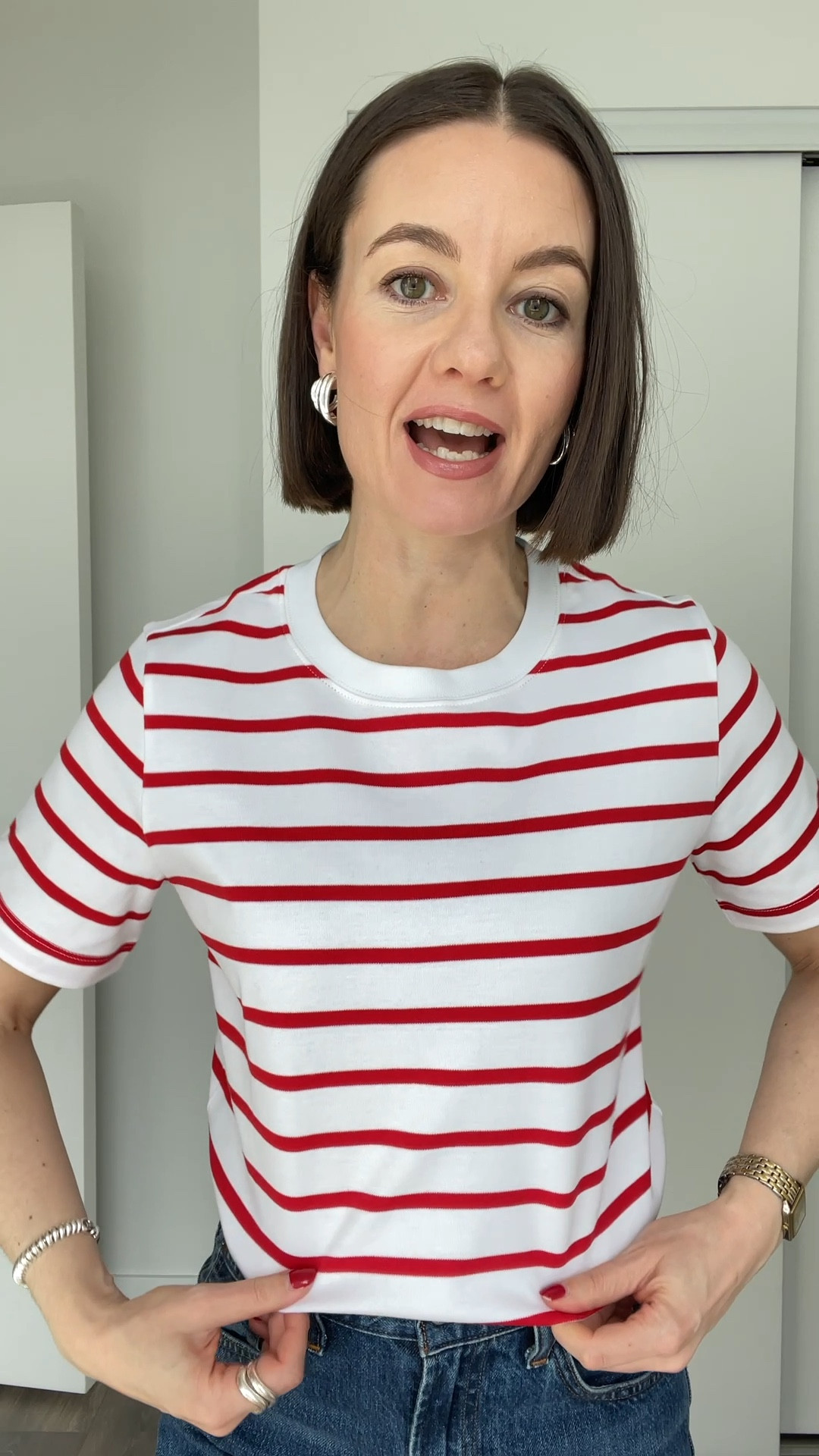 Wearing size S in this gorgeous striped tee!

#LTKSeasonal