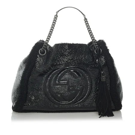 Pre-Owned Gucci Soho Chain Tote Bag Patent Leather Black | Walmart (US)