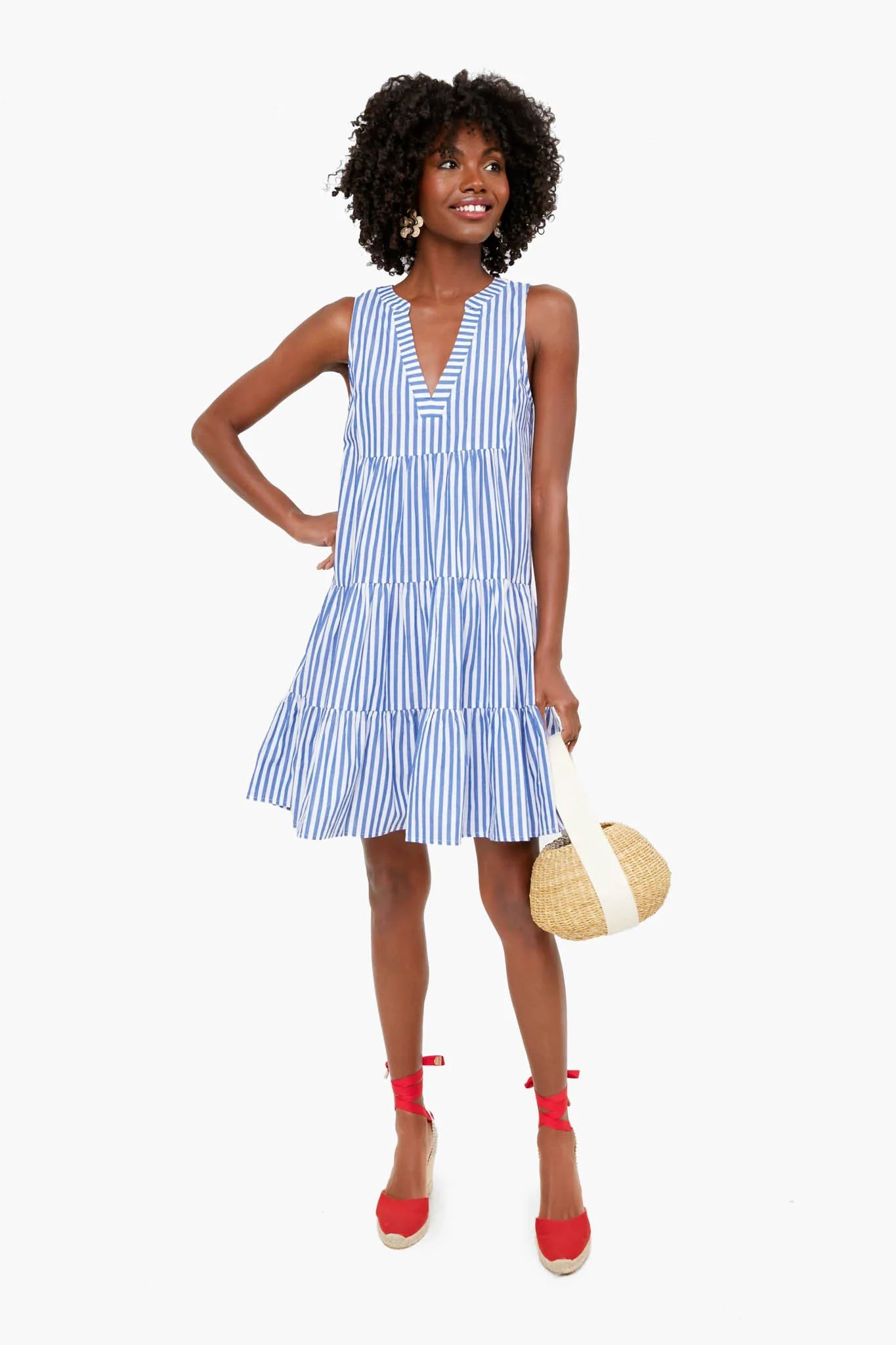 Blue and White Stripe Sleeveless Cotton Poplin Kenzo Dress | Tuckernuck (US)