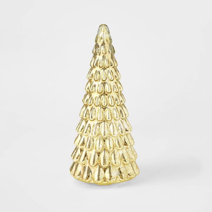 LIT Medium Mercury Glass Christmas Tree Decorative Figurine Gold - Wondershop™ | Target