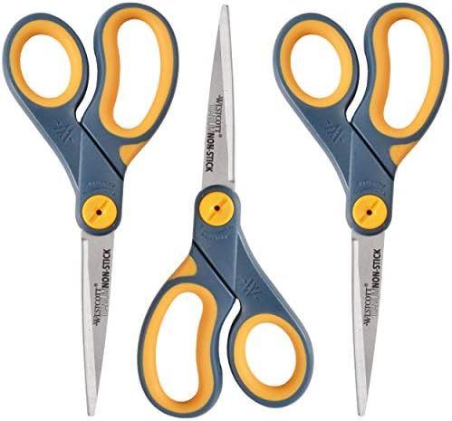 8" Straight Titanium Bonded Non-Stick Scissors with Adjustable Glide Feature, 3pk (15454), Grey/Y... | Amazon (US)