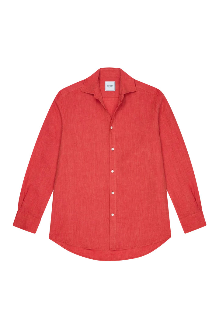 The Set: Linen Cardinal Red Shirt & Boxer | With Nothing Underneath