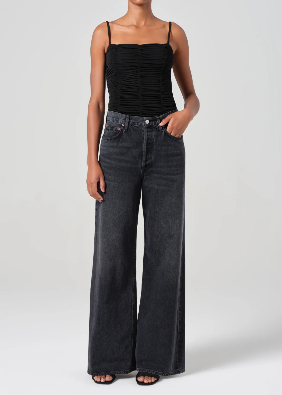 Dame High Rise Wide Leg No Cuff in Hitch | AGOLDE