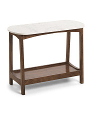 30x13x22.75 Solid Wood Oval Tiered Side Table With Marble Top | Global Home | Marshalls | Marshalls