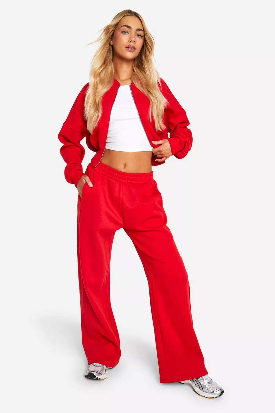 Deep Hem Zip Through Bomber Tracksuit | boohoo (US & Canada)
